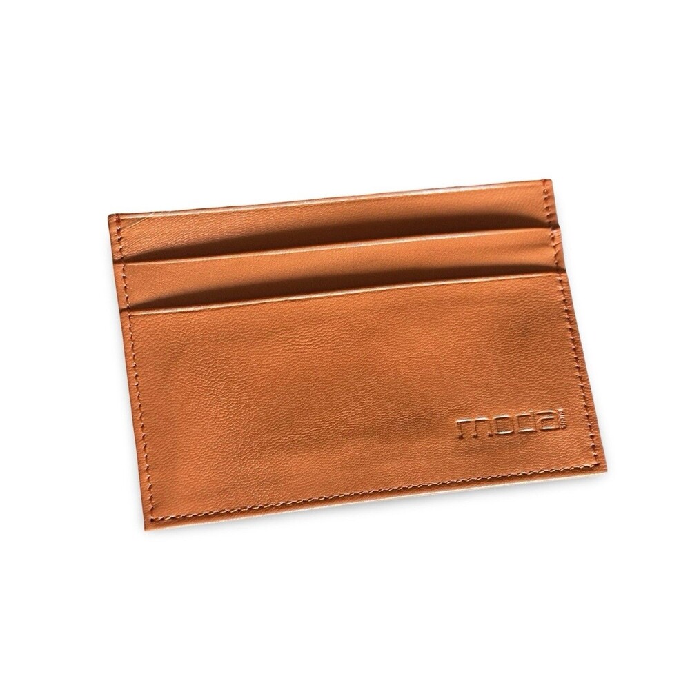 Moda Spana Minimalist Leather Card/Cash Wallet Burnt Orange